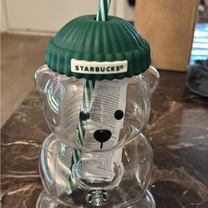 Starbucks Clear Bear Tumbler with Green Lid